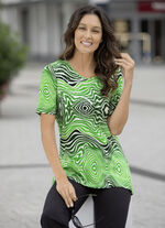 Shirt met zilverfolie aan de voorkant in 2 kleuren GROEN-WIT