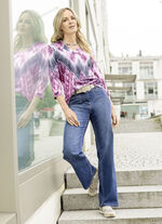 Shirt met all-over print in 2 kleuren ROSÉ-ECRU-AUBERGINE