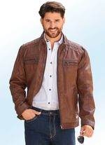 Kort leren jack in bikervorm 