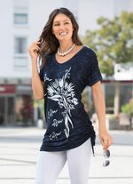 Lang shirt in batiklook in 2 kleuren MARINEBATIK