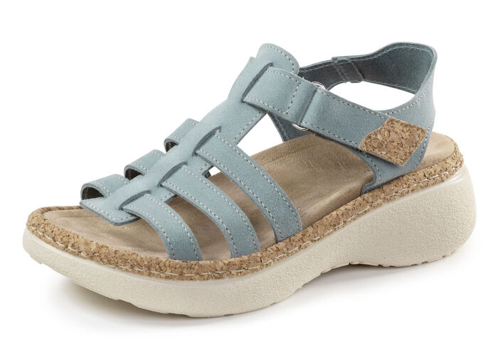 Sandaal met beugelband en kurkgarnituur BLAUW