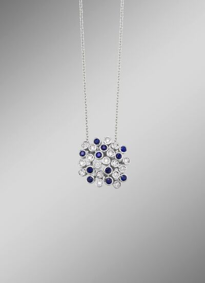 Hoogwaardige hanger met saffier en diamanten 