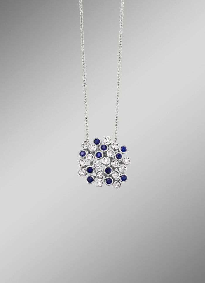 Hoogwaardige hanger met saffier en diamanten 