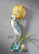 Wanddecoratie reiger, handbeschilderd BLAUW-WIT