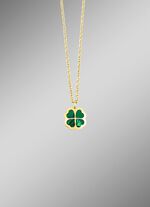 Geluksbrenger &ndash; klavertjevier hanger met echte malachiet 