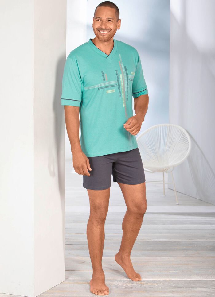 Shorty met geplaatste print en V-hals 