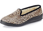 Trendy damespantoffels, breedte H, met wol BRUIN