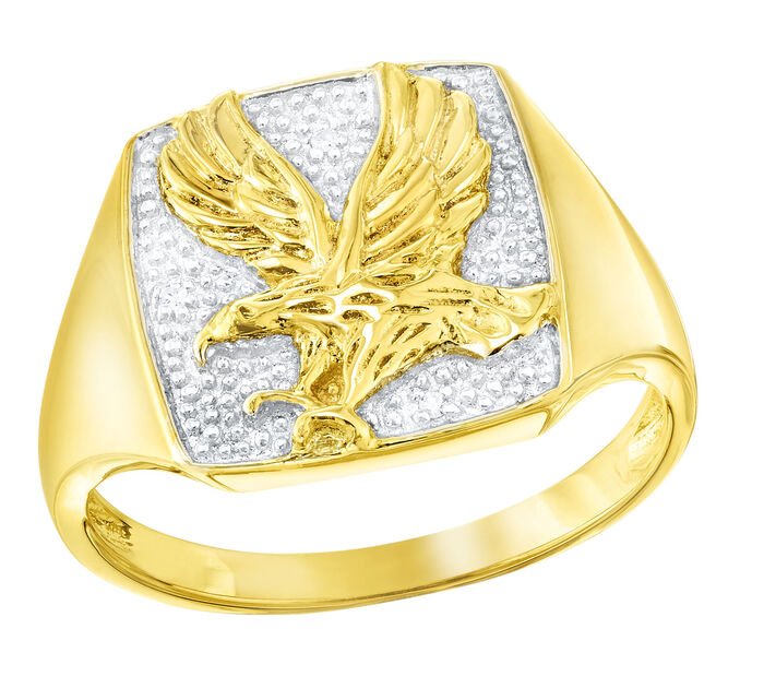 Herenring adelaar met 3 diamanten 