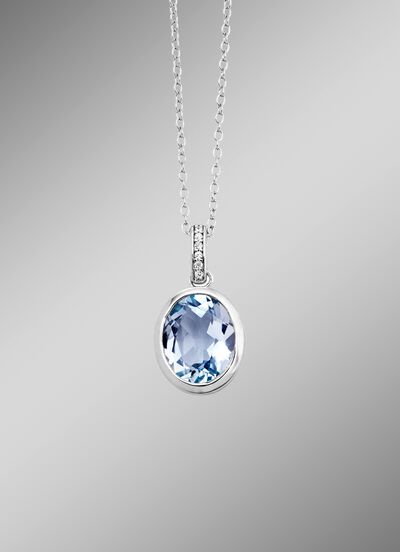 Chique aanhanger met container. Blauwe topaas en synthetisch. zirkonia 