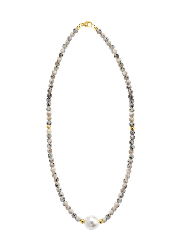 Ketting met parelglans en edelsteenglans 