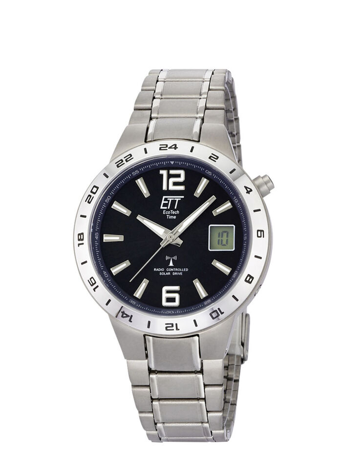 ETT radiogestuurd solar herenhorloge met titanium bandkast 
