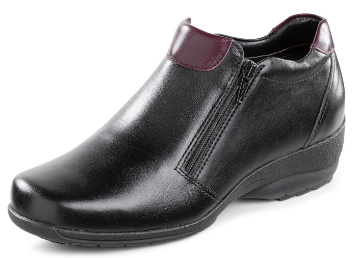 ELENA EDEN, gevoerde dameslaarzen, winterschoenen, breedte H, met lamsvacht ZWART-BORDEAUX