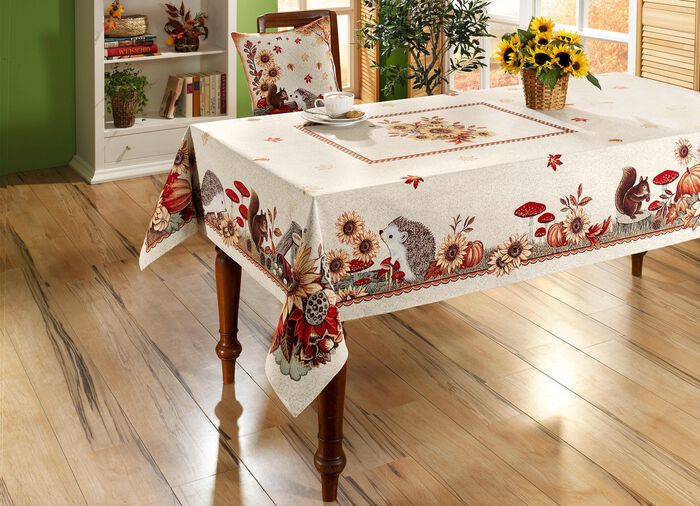 Tafel- en kamerdecoratie van wandtapijt CR&Egrave;ME