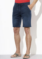 Casual denim bermudashort in 3 kleuren DONKERBLAUW