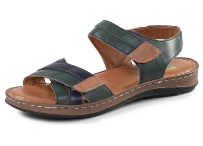 ELENA EDEN sandaal van nappaleer met contrasterende bies 