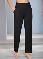 Broek met brede elastische tailleband ZWART