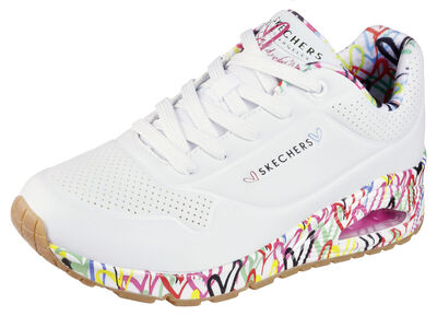 SKECHERS veterschoenen gedeeltelijk bedrukt met kleurrijke hartjes 