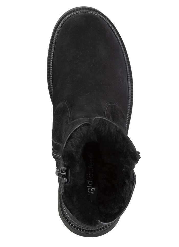 Waldl&auml;ufer enkellaarzen van rundnubuckleer ZWART