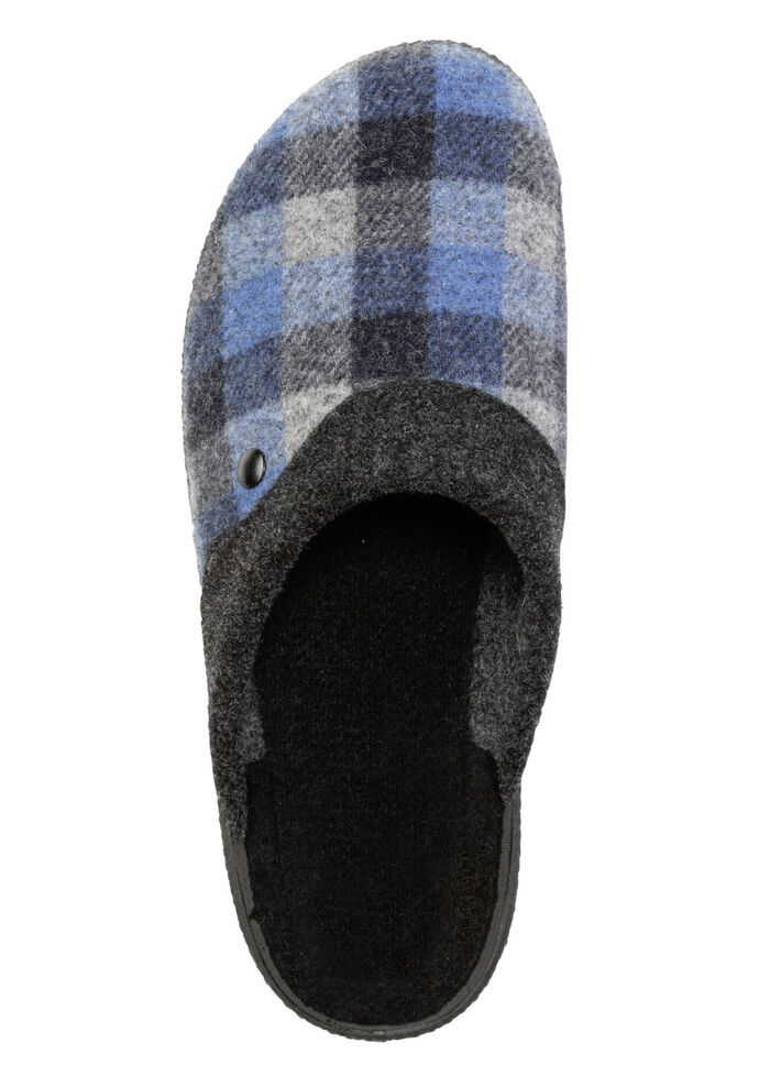 Slippers gemaakt van geruit textielmateriaal BLAU-GRAU