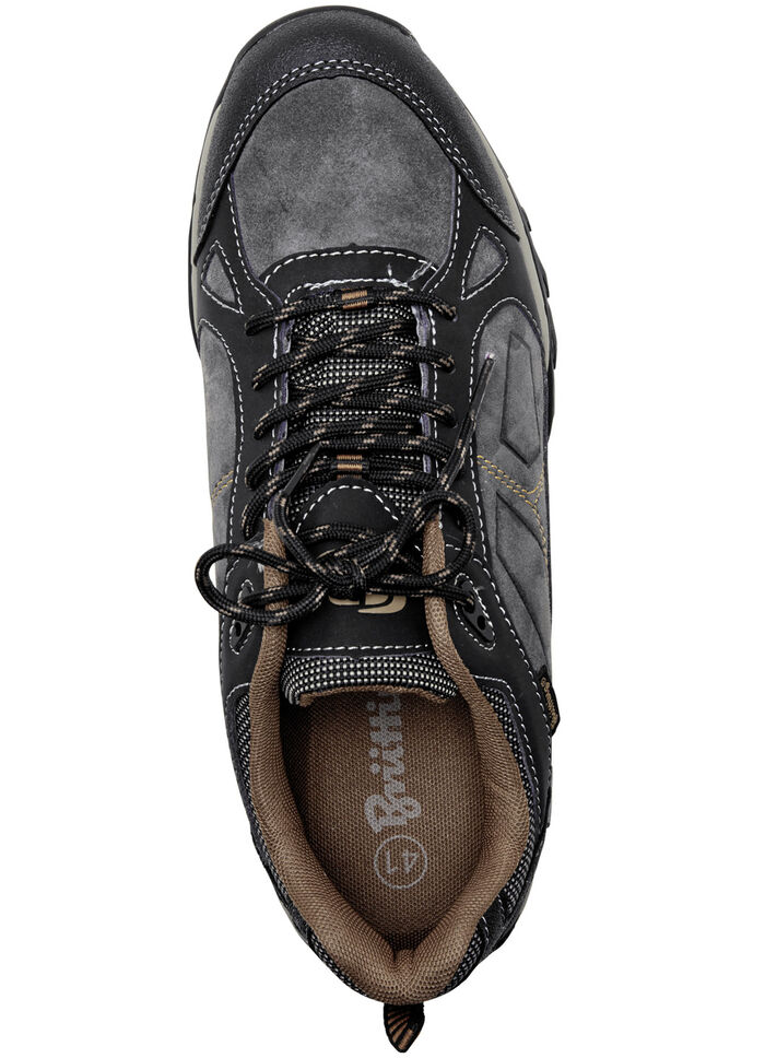 Ademende heren veterschoenen met uitneembaar voetbed GRIJS-ZWART-COGNAC