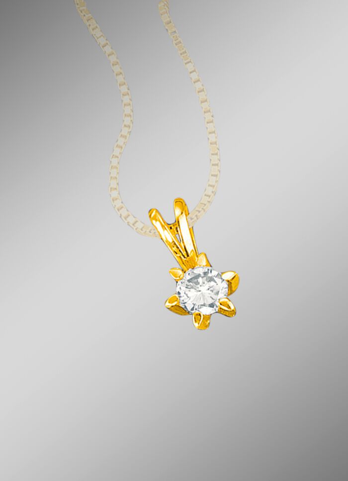 Prachtige solitaire hanger met diamant 