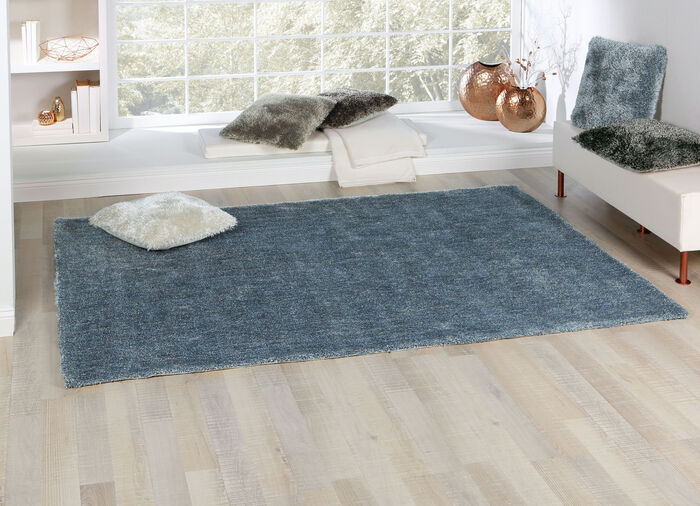 Shaggy vloerkleden en kussens met een katoenen achterkant BLAU
