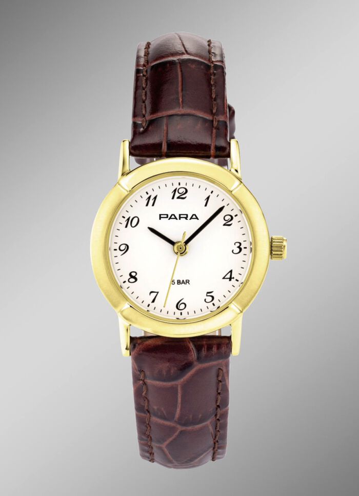 Para kwarts dameshorloge met leren band 