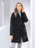 Korte mantel met knoopsluiting ZWART