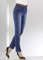 Jeans met prachtige borduursels en fonkelende strass steentjes JEANS BLAUW