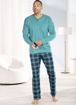 Pyjama met knoopsluiting en open randen 