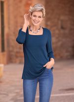 Shirt met vrolijke vierkante halslijn in 3 kleuren MARINE