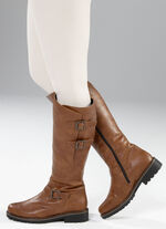 Remonte, gevoerde dameslaarzen, winterschoenen, breedte G, met lamsvacht COGNAC