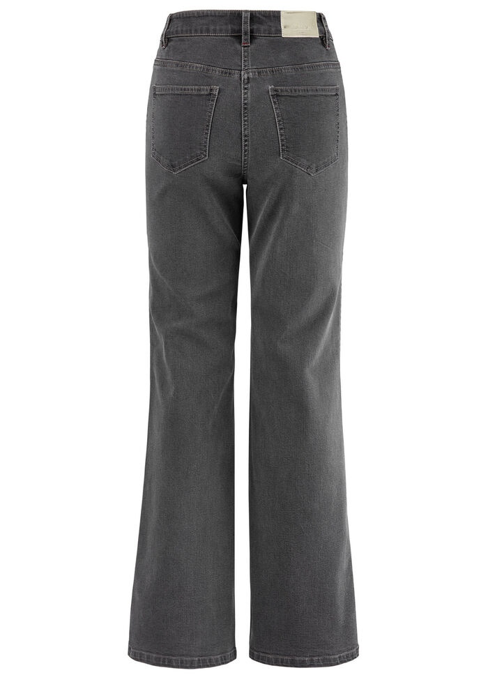 Jeans met decoratieve stiksels in etnische stijl GRAU