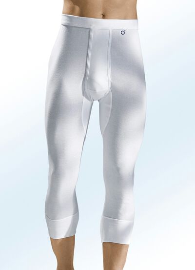 Pfeilring tweedelige broek, 3/4 lang, fijne rib, wit 
