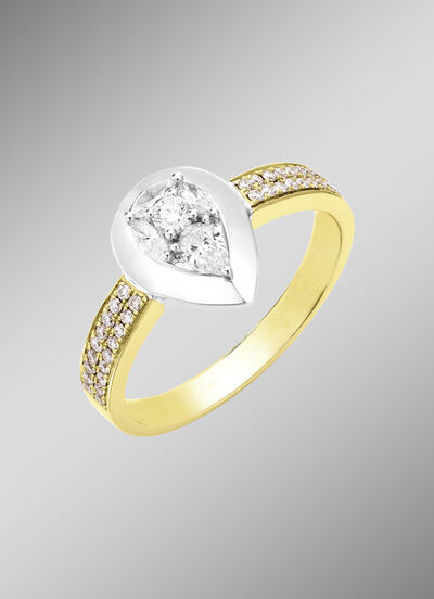 Damesring met diamanten en briljant geslepen diamanten 