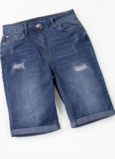 Denim bermuda met geweldige gebruikte effecten 