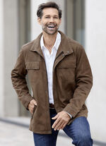 Leren jas met borstzakken 