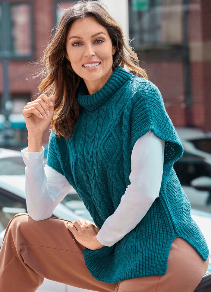 Pullunder in parelmoer met kabelpatroon 