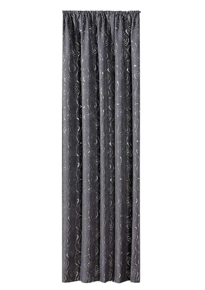Gordijn met een mooi rozendessin GRAU-SILBER