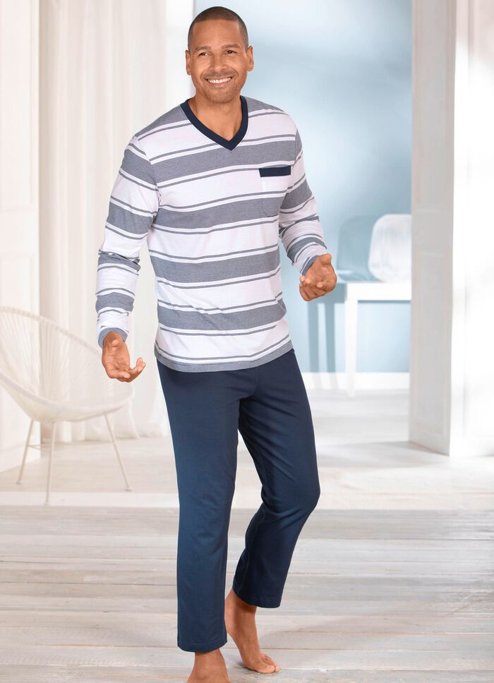 Set van twee pyjama's met V-hals en open zomen 