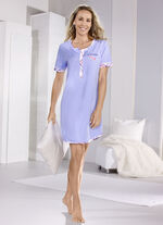 Twee-pack nachthemden van duurzaam katoen met knoopsluiting 1X LILA, 1X LICHTROZE