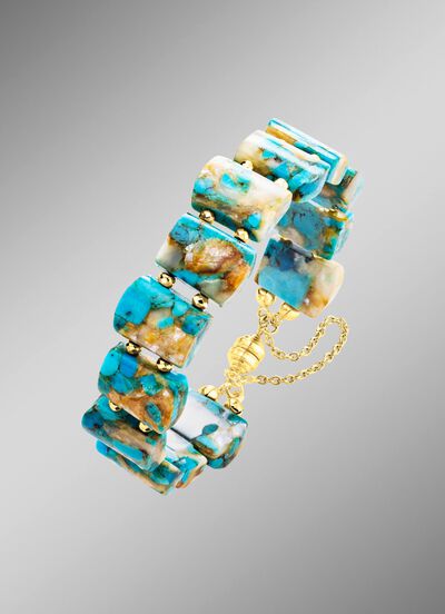 Armband met bewaard turkoois en bewaard parelmoer 