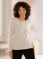 Geribbelde gebreide trui BEIGE