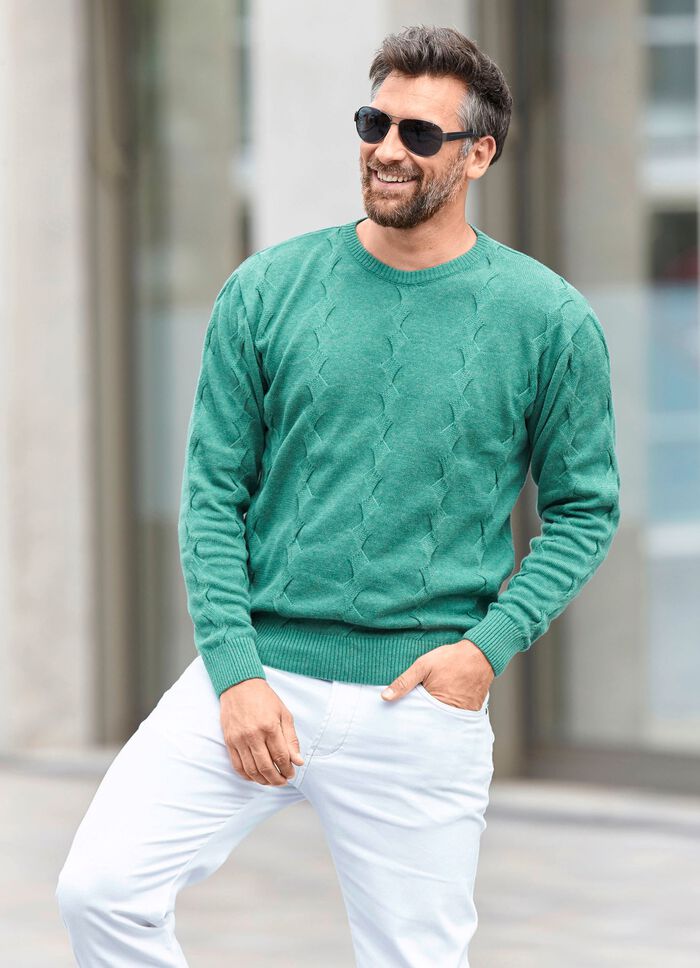 Trui met ronde hals en gestructureerd ontwerp in 3 kleuren 