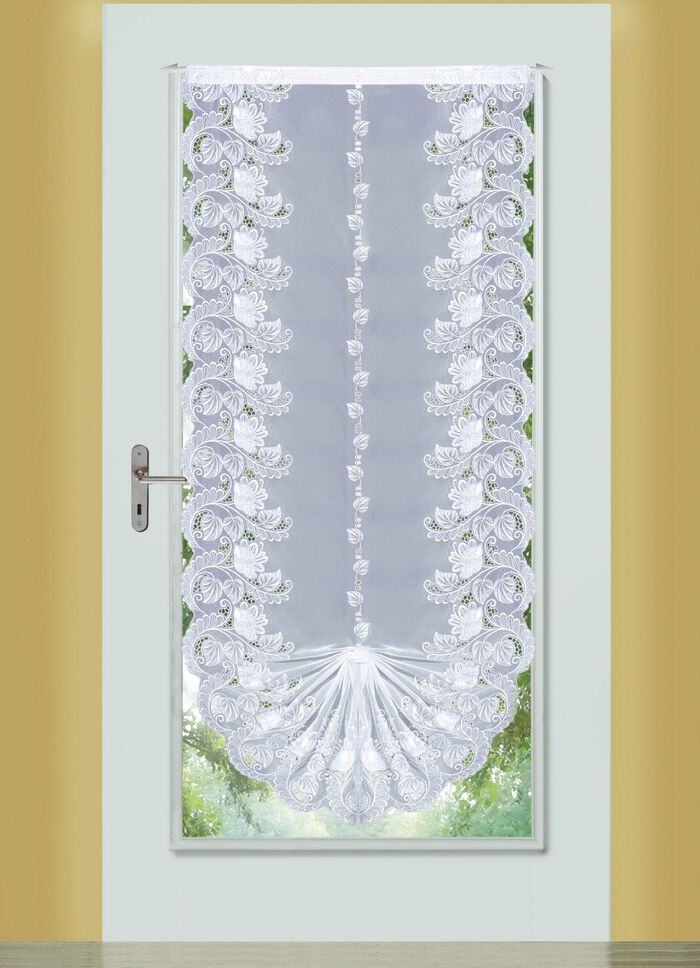 Zwaluwstaartgordijn met echt Plauen-borduurwerk 