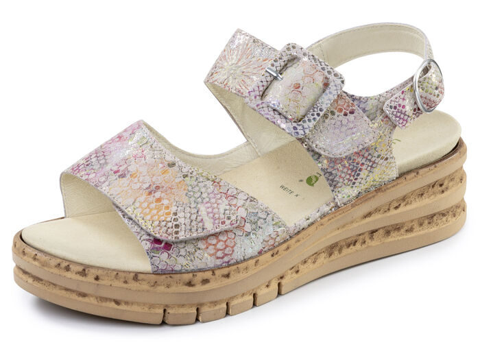 Waldläufer, comfortabele damessandalen, breedte K, met uitneembaar voetbed ROSÉ-BUNT