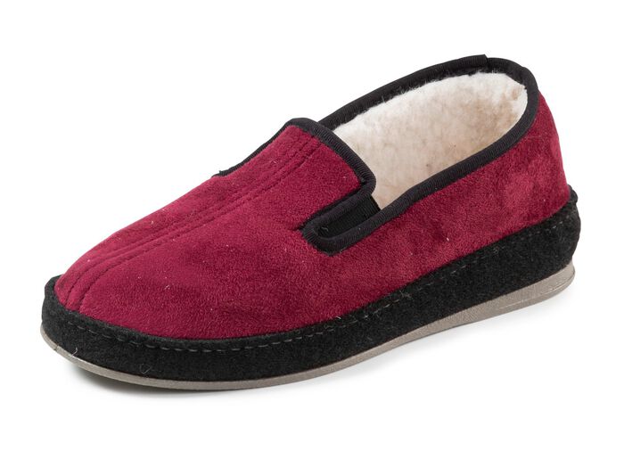 Ademende velours pantoffels BORDEAUXROOD-ZWART