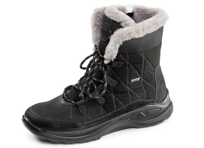 Gevoerde dameslaarzen, winterschoenen, breedte H, met rits SCHWARZ