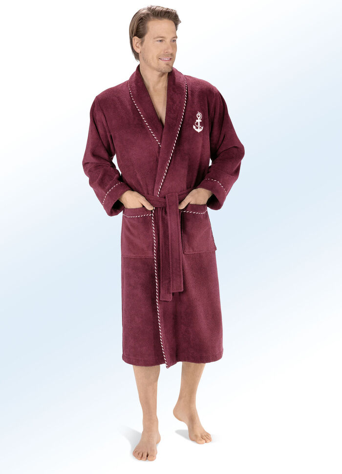 Badjas met geborduurd anker BORDEAUX