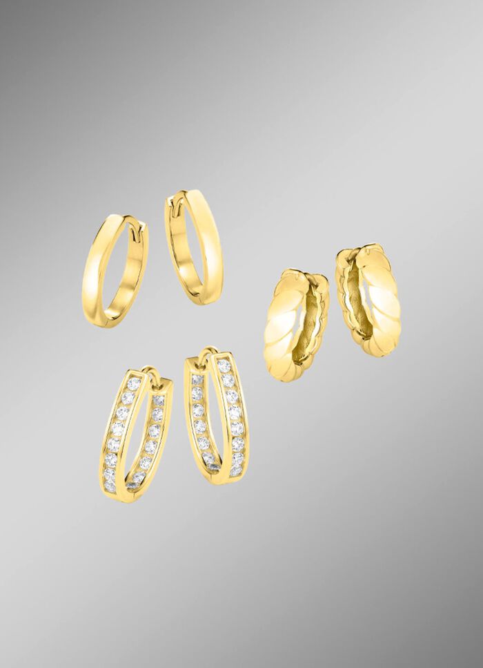 Sieradenset, 3-delig, bestaande uit 3 paar creolen 